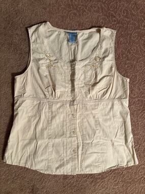 Classic Elements Cream Babydoll Button Up Cottagecore Top